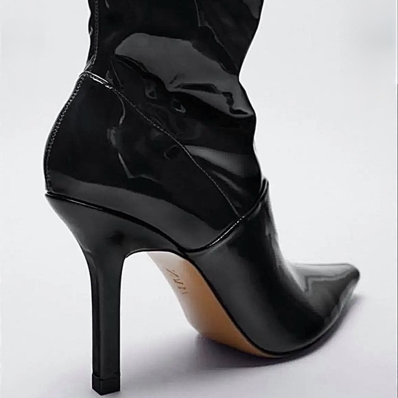 Zara Black Patent Over-the-Knee Stiletto Boots. Retail: $199. US 7.5, EU 38 size - Picture 14 of 16
